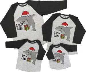 7 ate 9 Apparel Matching Family Christmas Shirts - Santa Shark Grey Shirt