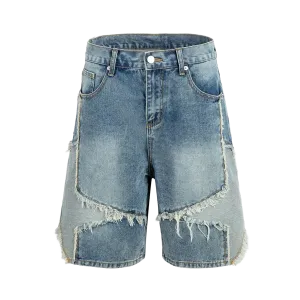 'Apollo' Distressed Denim Shorts with Star Patch