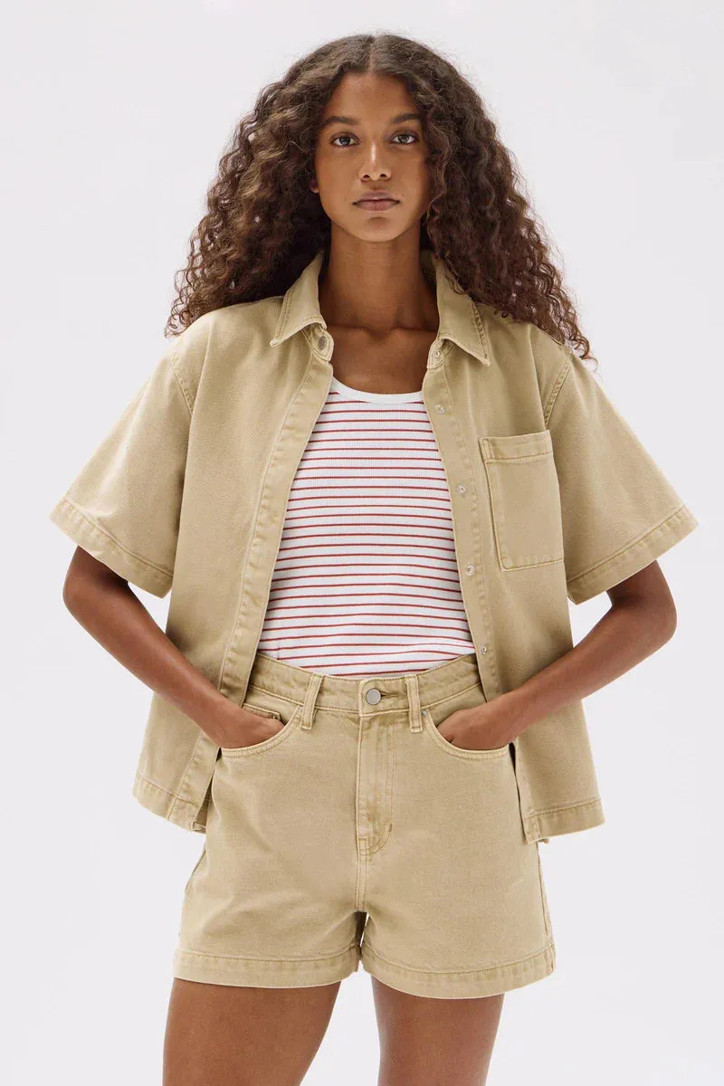 Assembly Label - Boxy Denim Short (Tan)