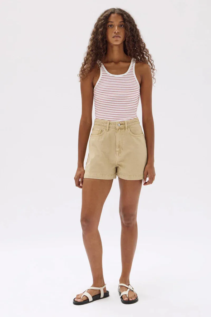 Assembly Label - Boxy Denim Short (Tan)
