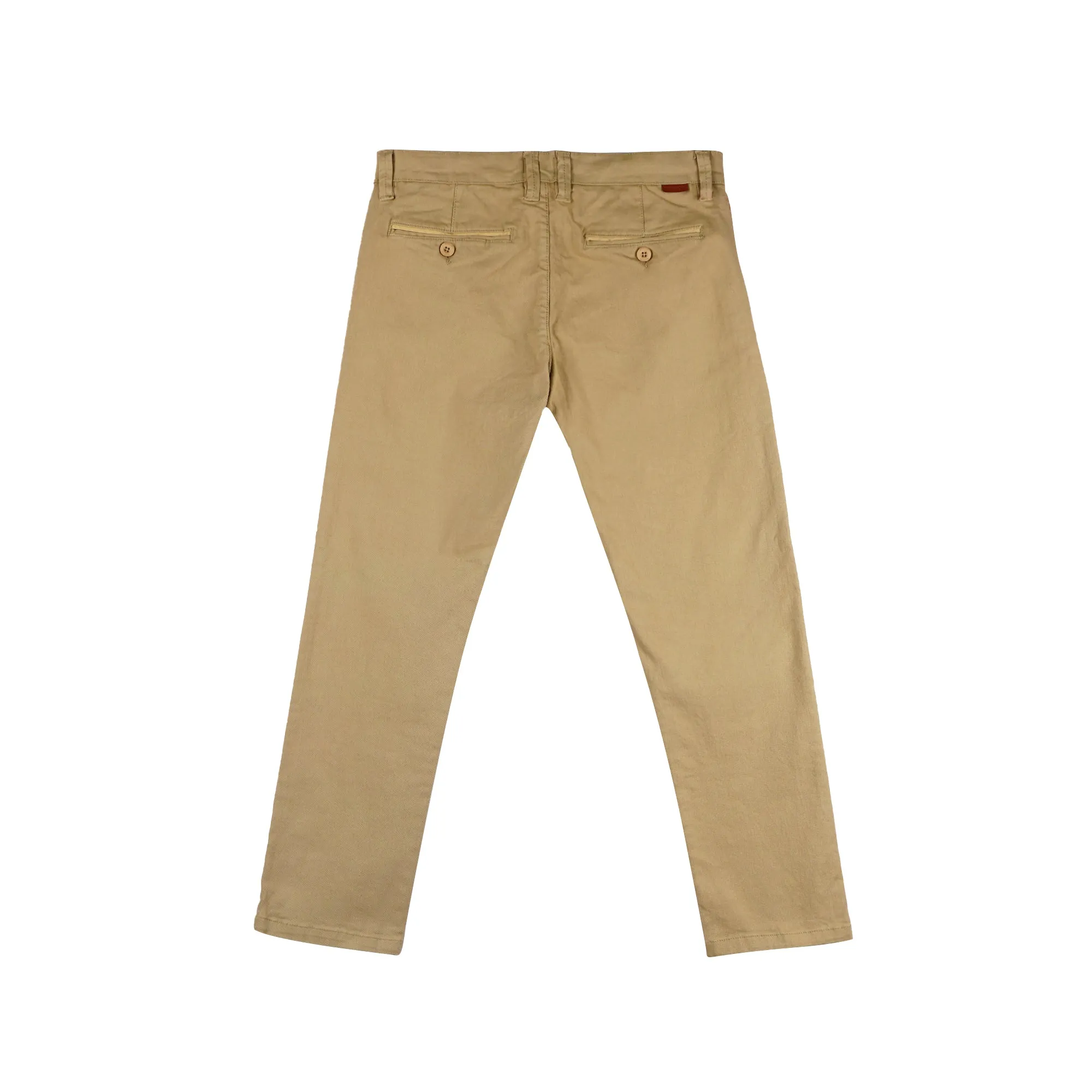 Bobson Japanese Men's Basic Non-Denim Chino Pants Mid Waist 164861 (Khaki)
