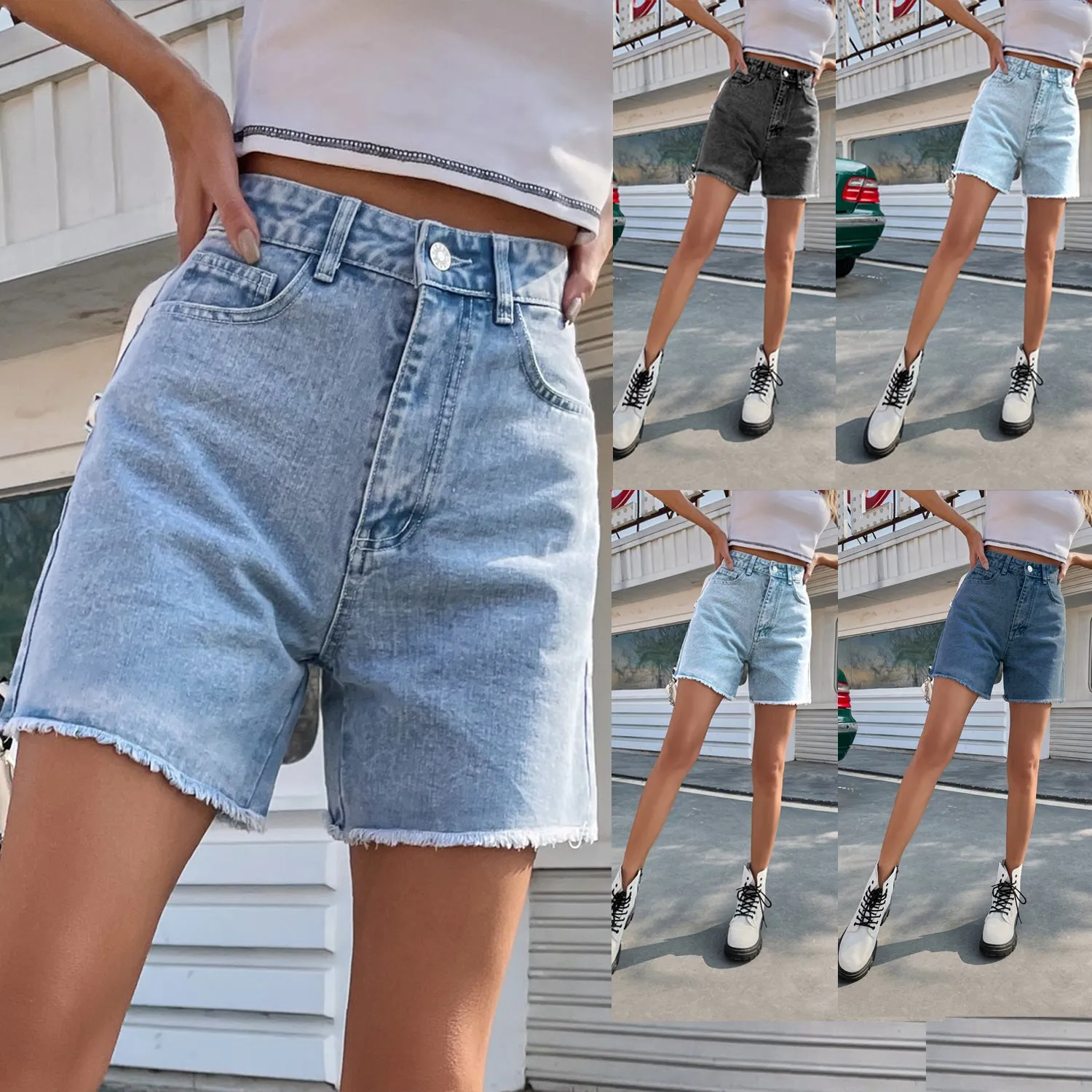 Casual Loose High Waist Slim Denim Shorts