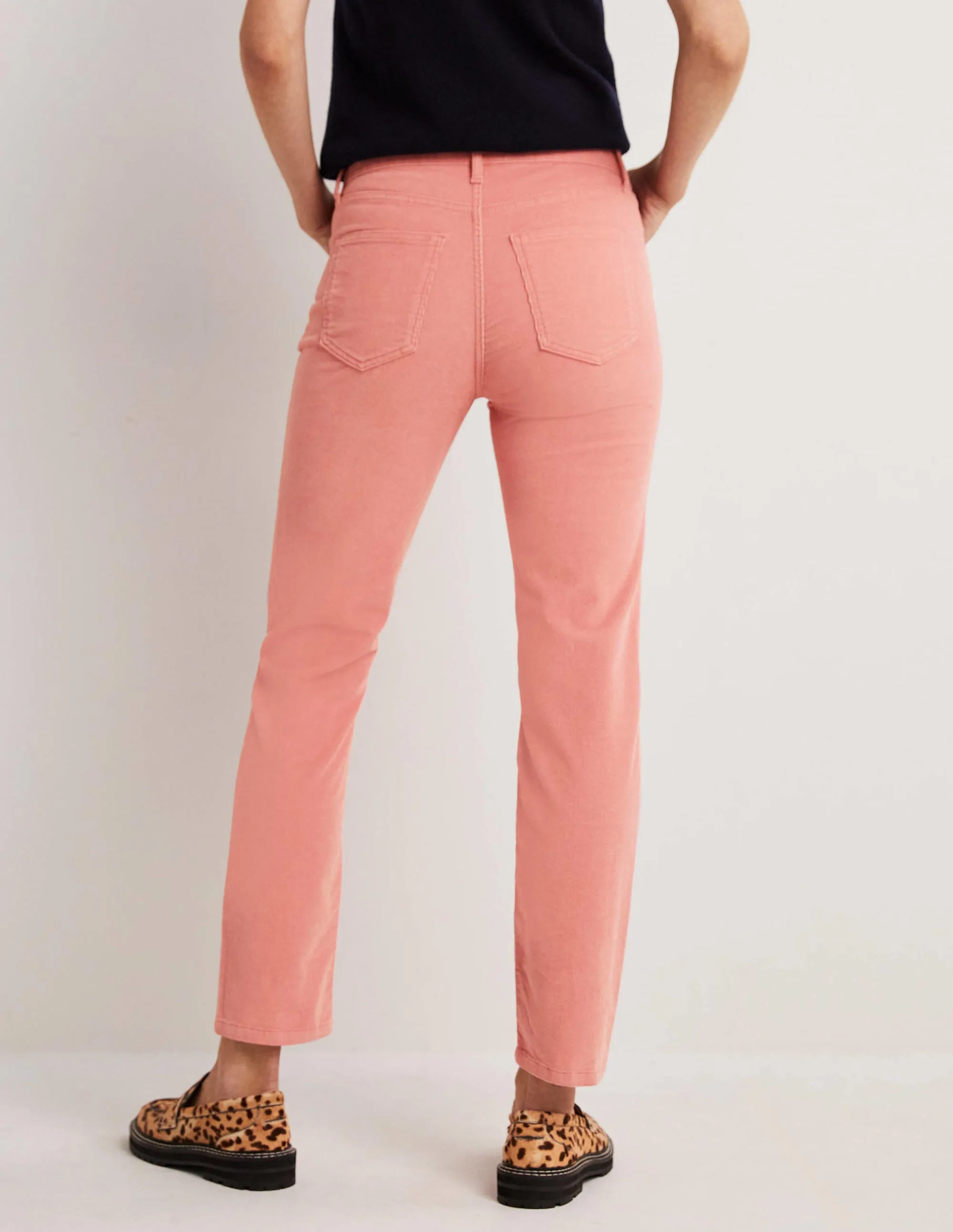 Corduroy Slim Straight Jeans-Almond Pink