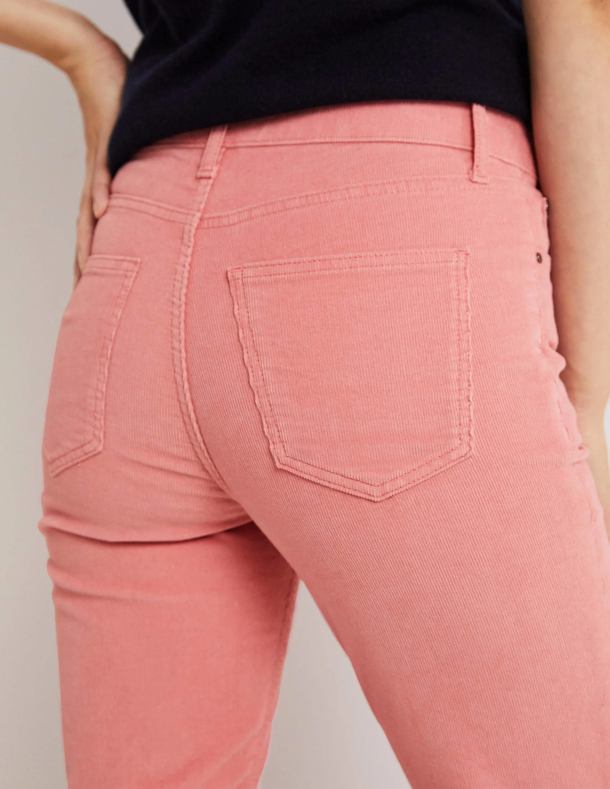 Corduroy Slim Straight Jeans-Almond Pink
