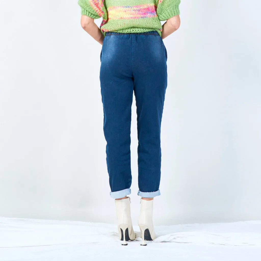 Drawstring denim joggers wholesale