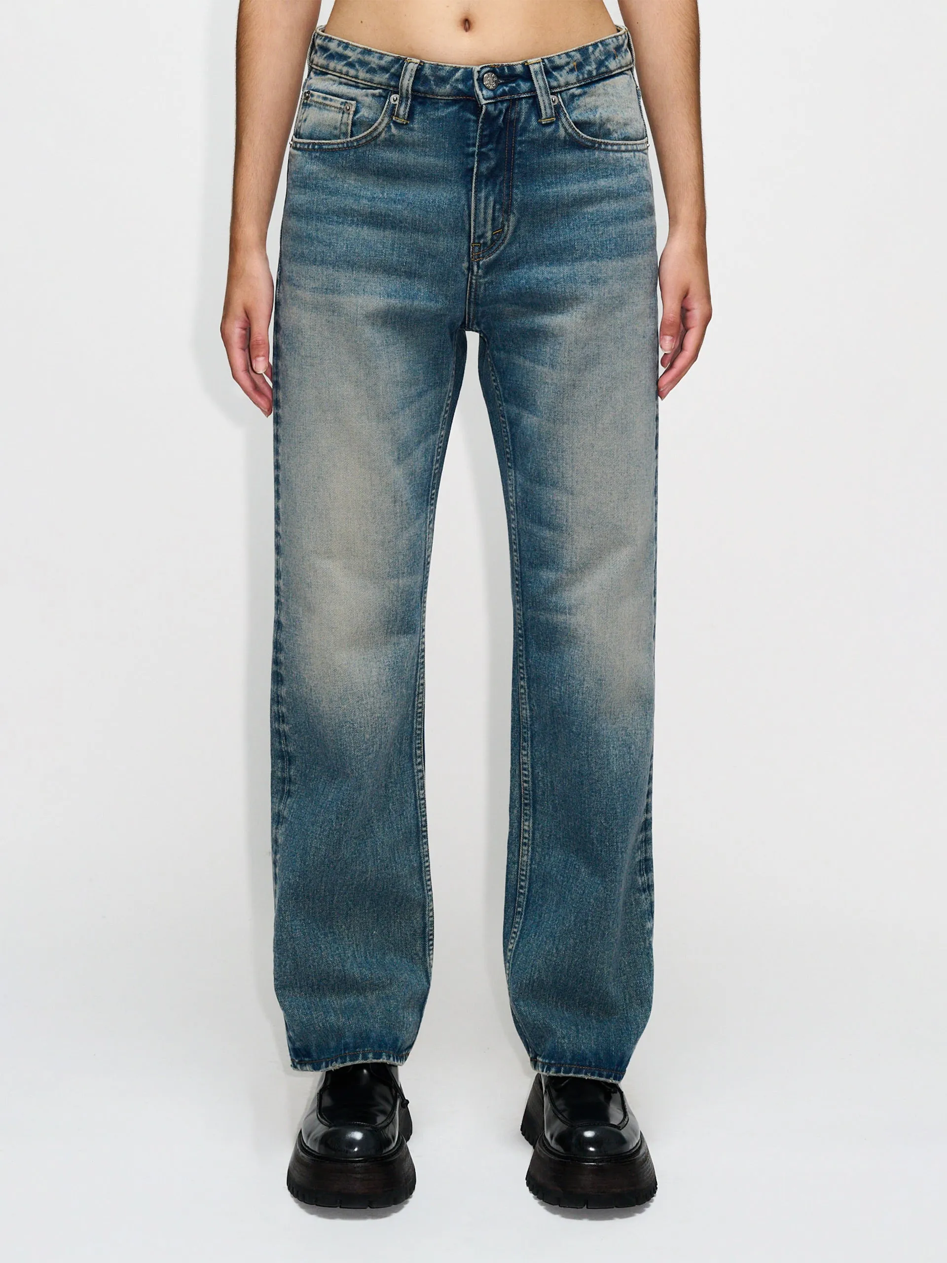 HOPE Easy Jeans Mid Blue Dirty