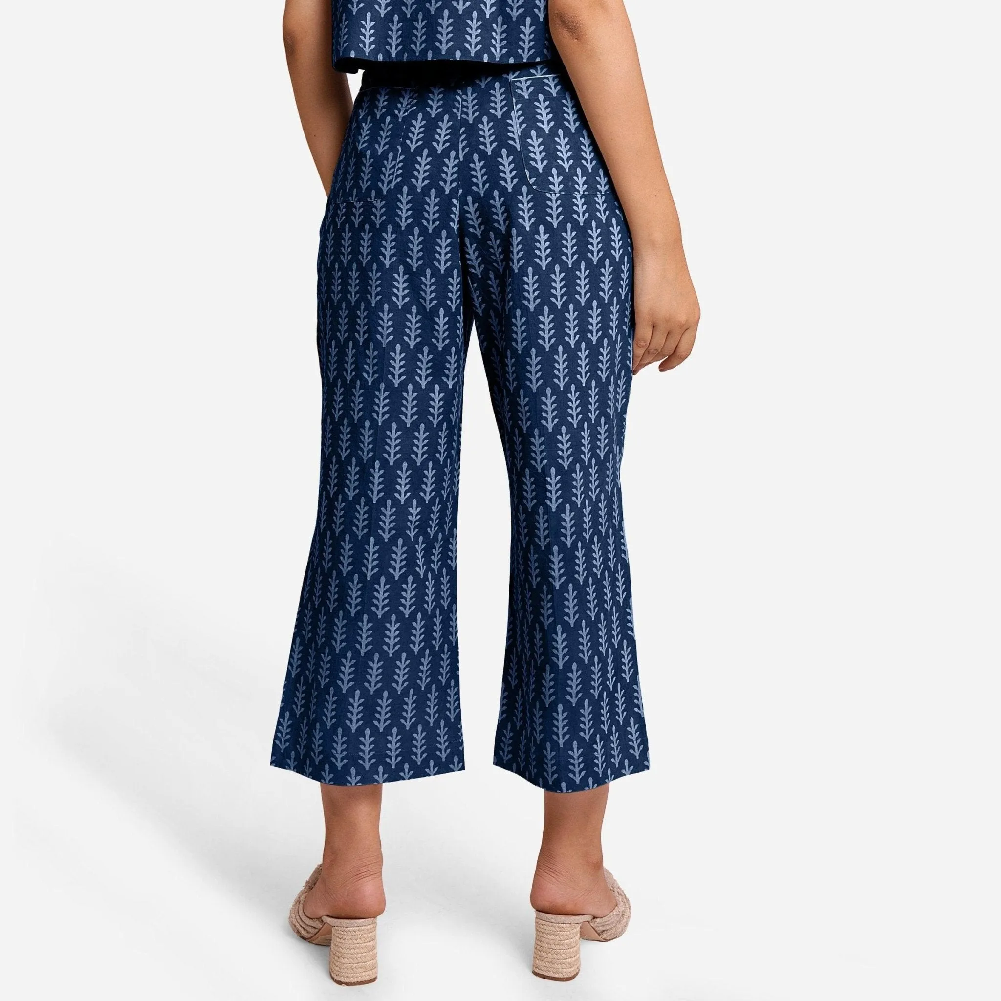 Indigo Dabu Block Printed Cotton Culottes