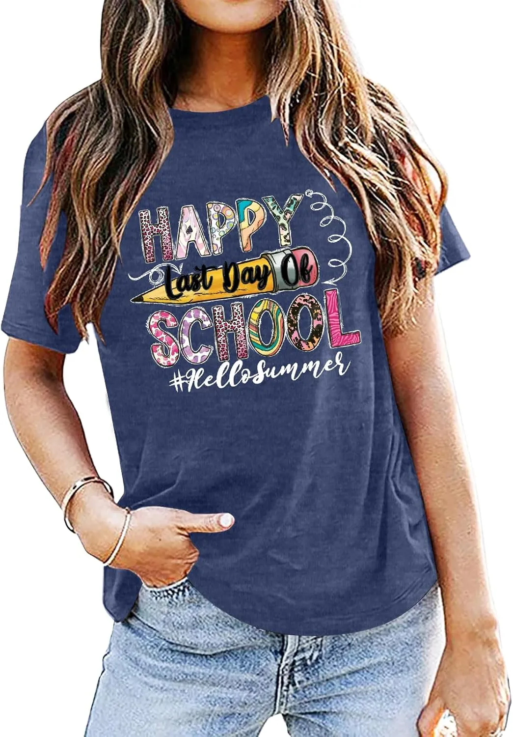 Last Day of School Teacher Shirt: Women Hello Summer T-Shirt School's Out for Summer Happy Graduation Gifts Teacher Tops