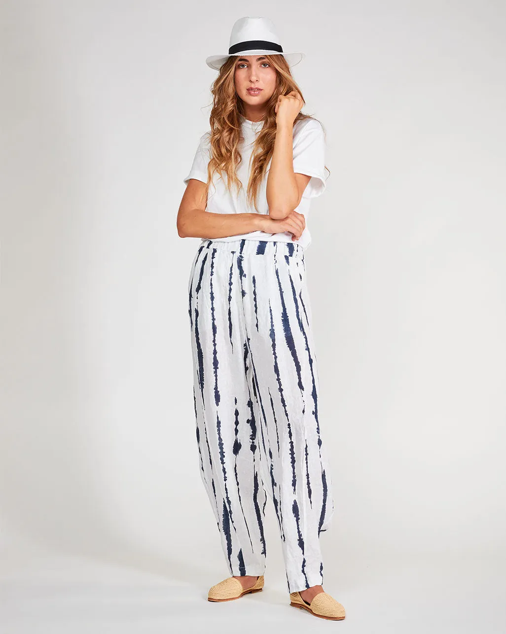 Linen Elastic Waist Chino Pants