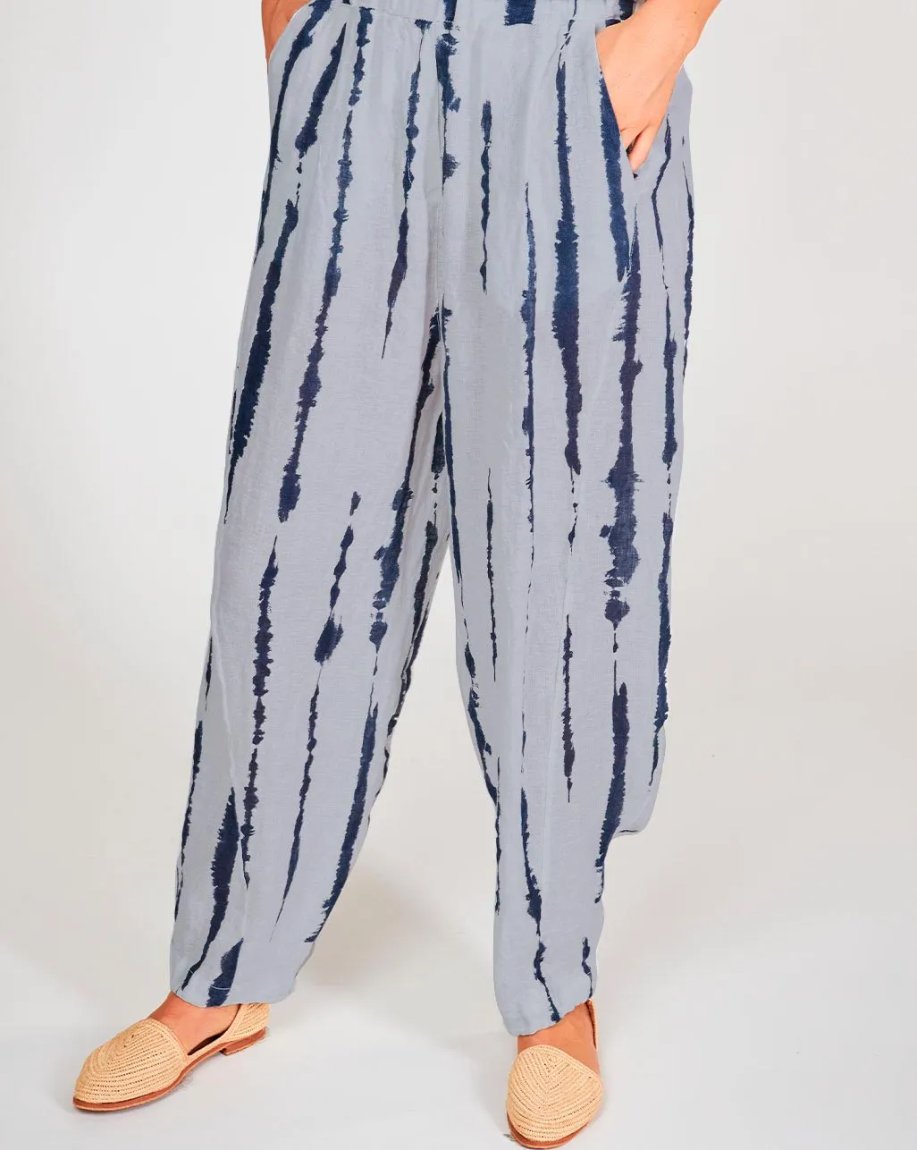 Linen Elastic Waist Chino Pants