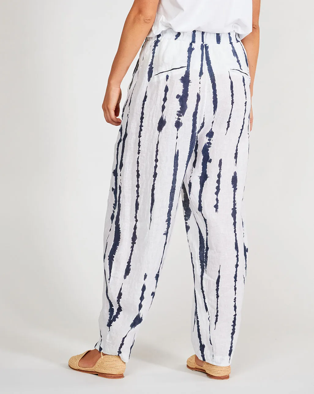 Linen Elastic Waist Chino Pants