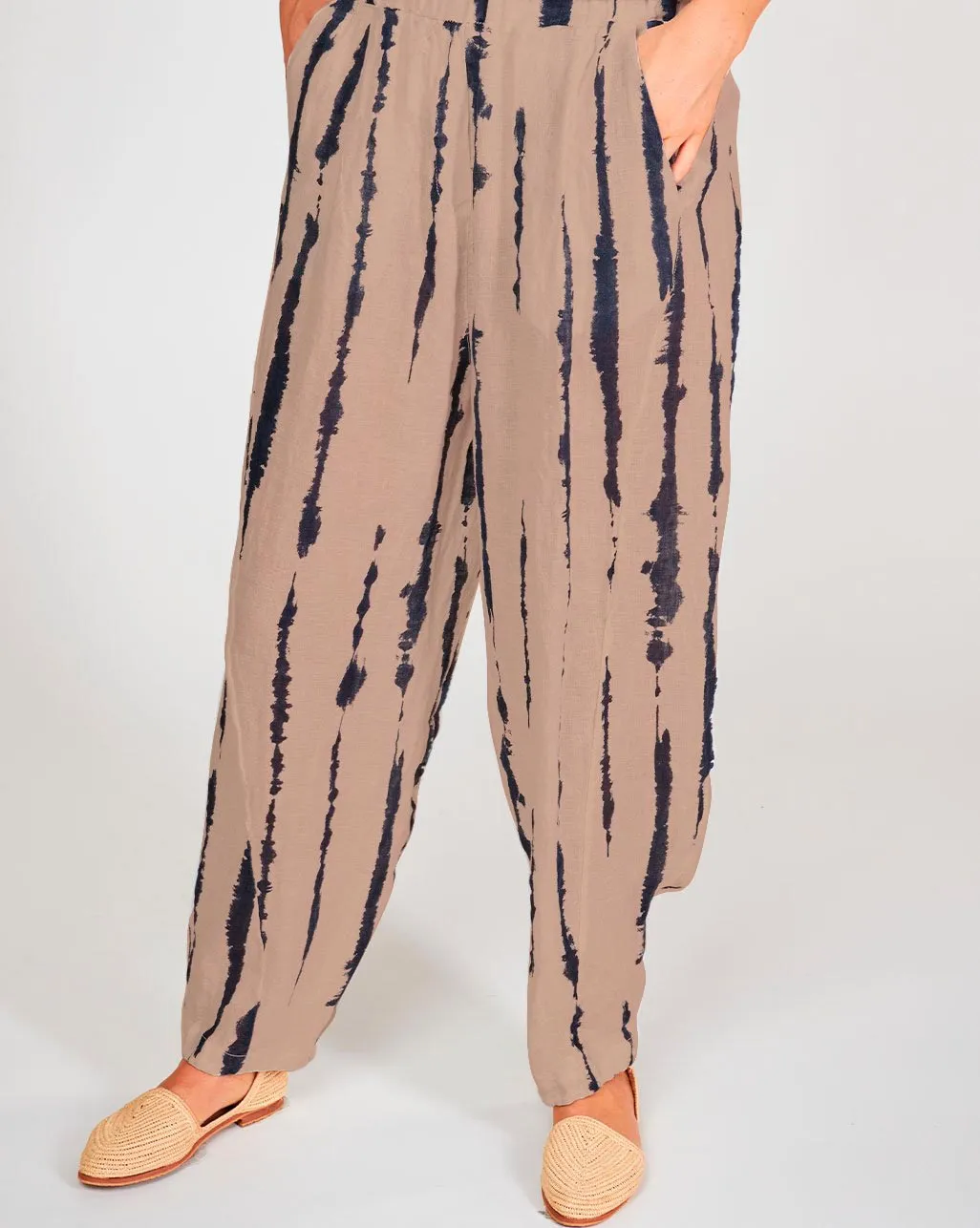 Linen Elastic Waist Chino Pants