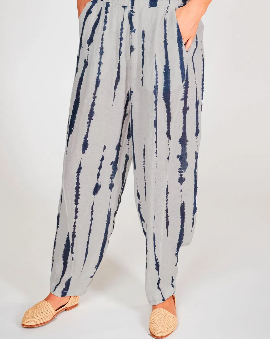 Linen Elastic Waist Chino Pants