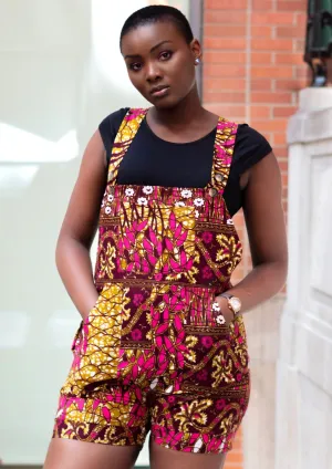 Maya African print short overalls