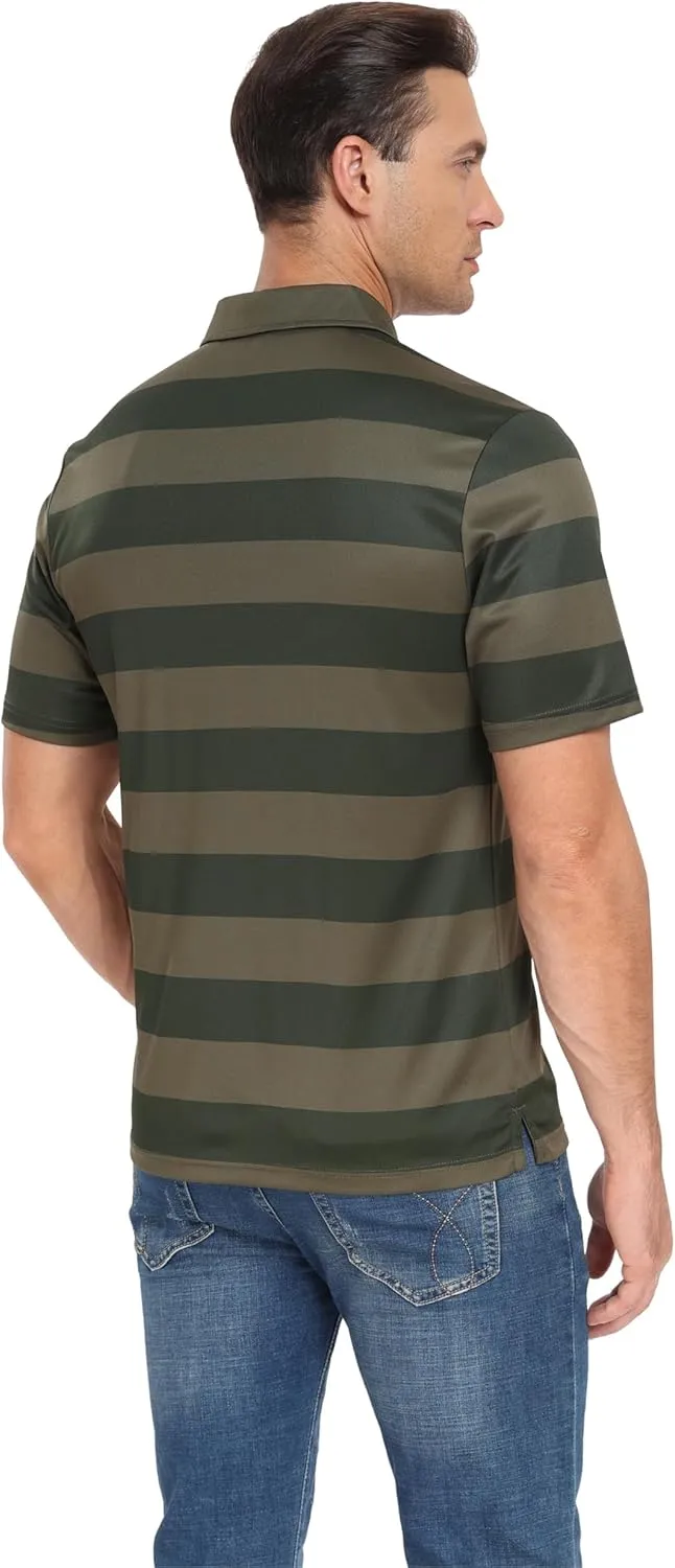MoFiz Mens Camo Polo Golf Shirts Lightweight Dry Fit Pique Short Sleeve Collared Hiking T-Shirts Dry fit Activewear