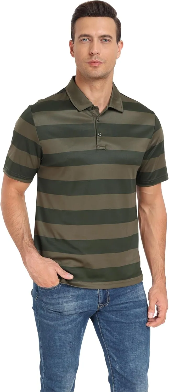 MoFiz Mens Camo Polo Golf Shirts Lightweight Dry Fit Pique Short Sleeve Collared Hiking T-Shirts Dry fit Activewear