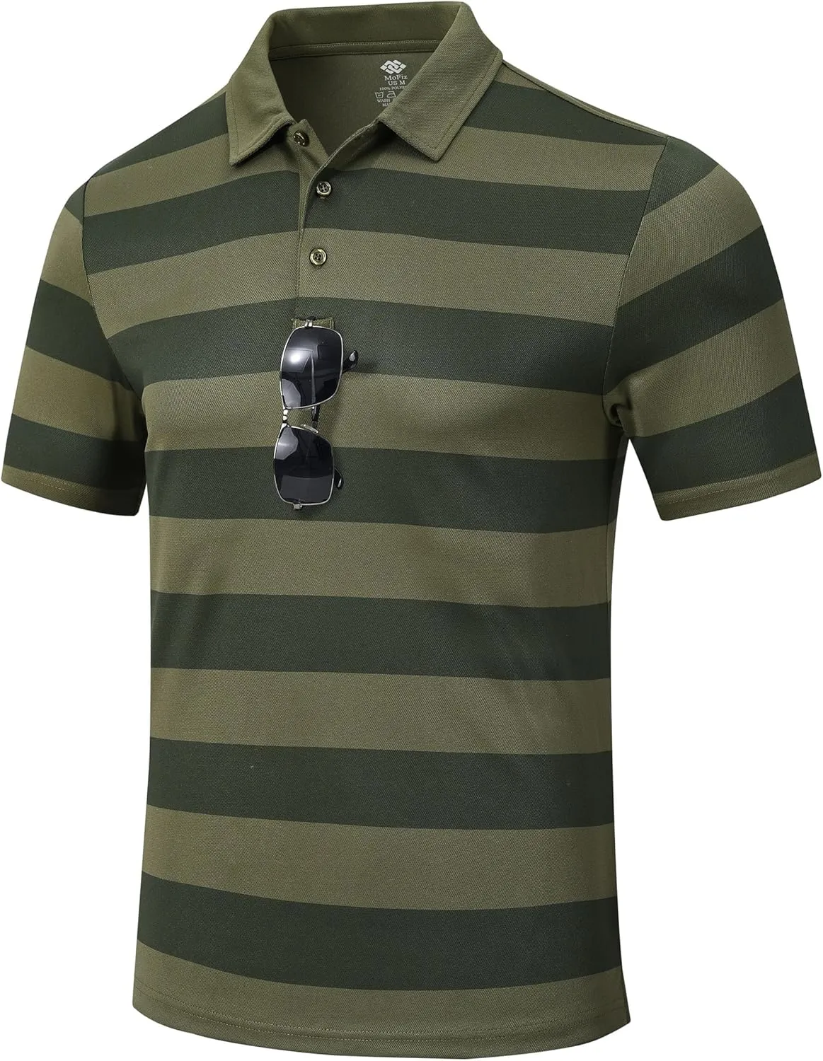 MoFiz Mens Camo Polo Golf Shirts Lightweight Dry Fit Pique Short Sleeve Collared Hiking T-Shirts Dry fit Activewear