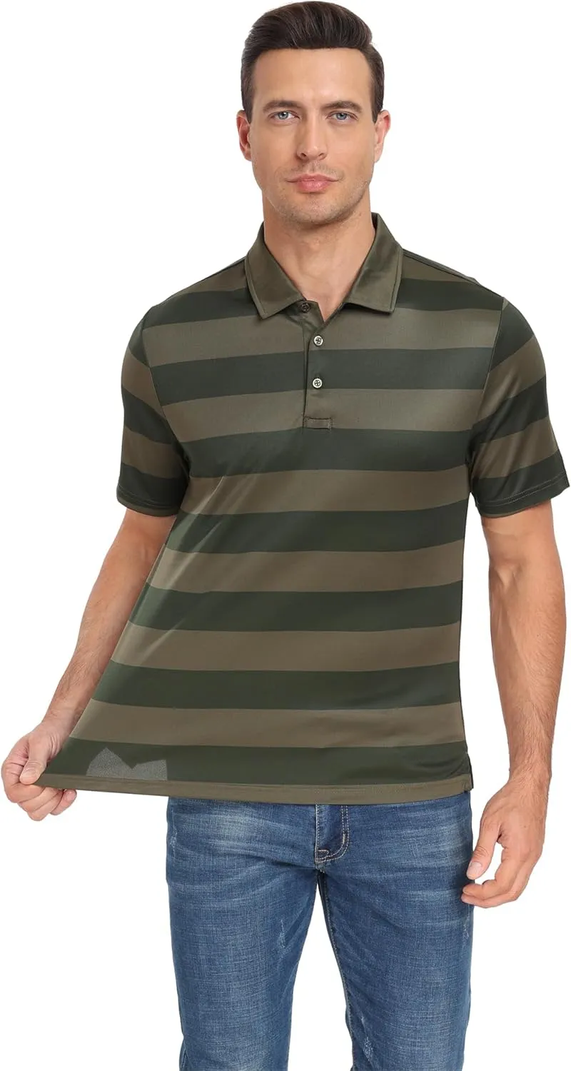 MoFiz Mens Camo Polo Golf Shirts Lightweight Dry Fit Pique Short Sleeve Collared Hiking T-Shirts Dry fit Activewear