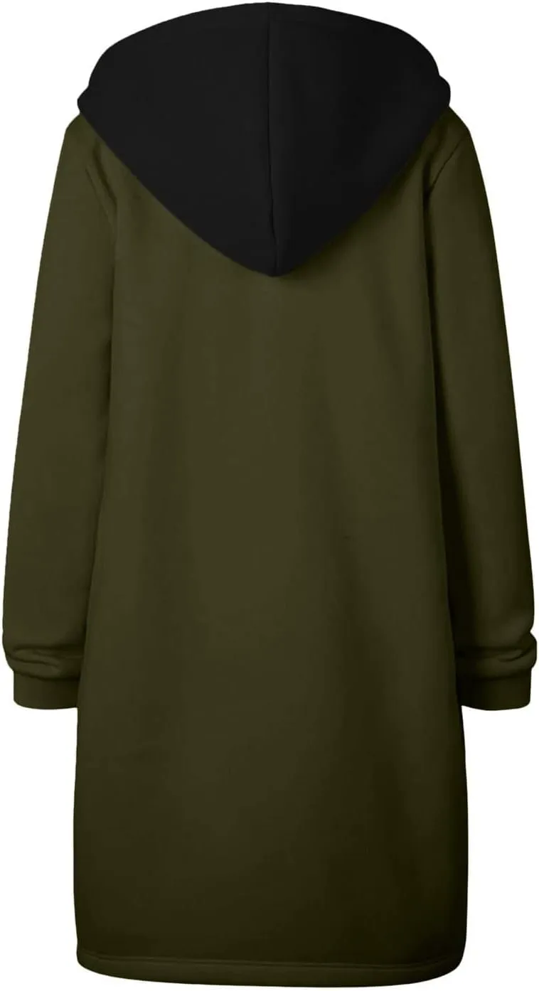 Muyise Hoodies for Women Casual Full Zip Up Long Hooded Sweatshirts Lightweight Long Sleeve Winter Warm Jackets with Pockets