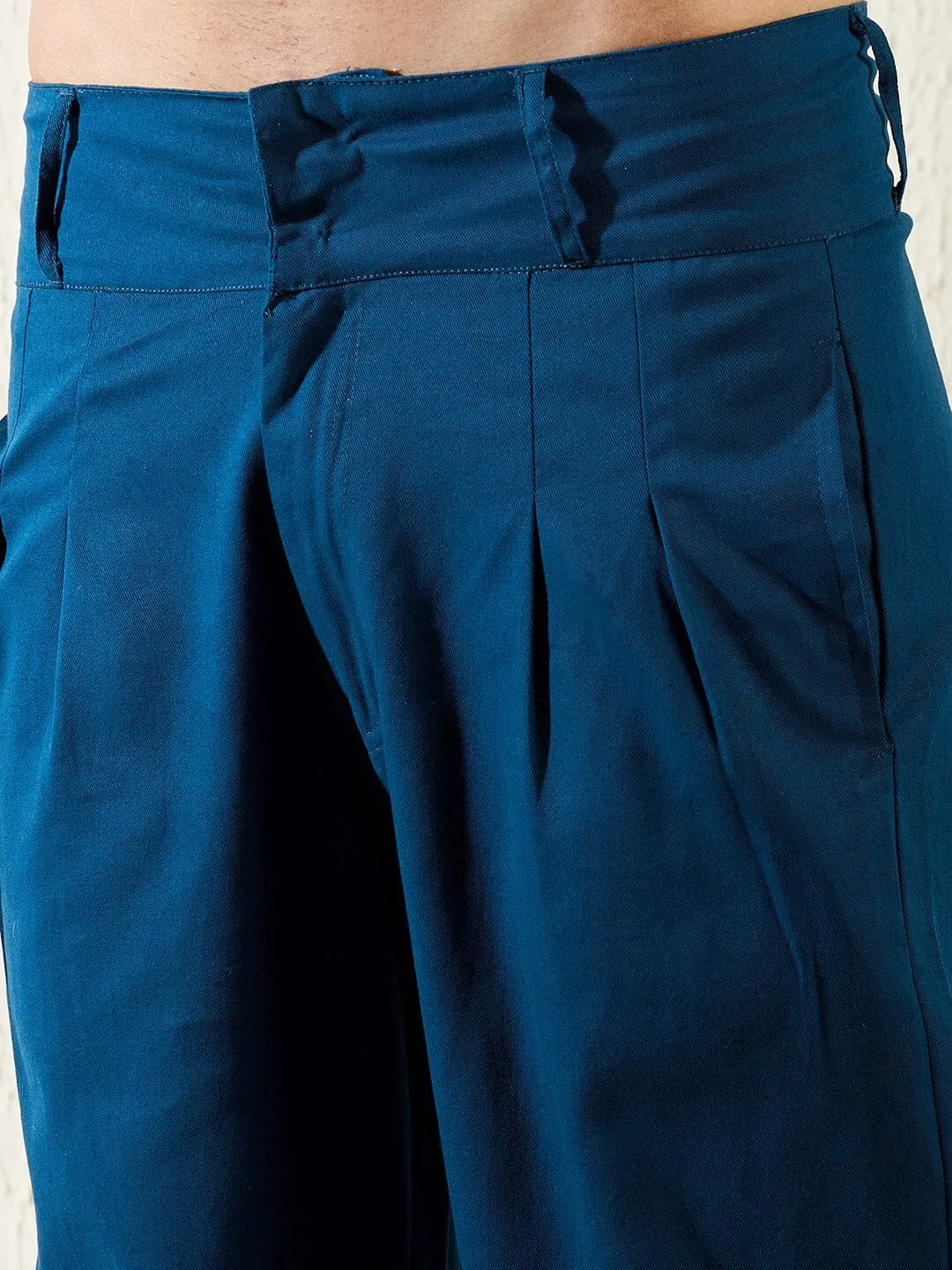 Navy Twill Korean Baggy Pants