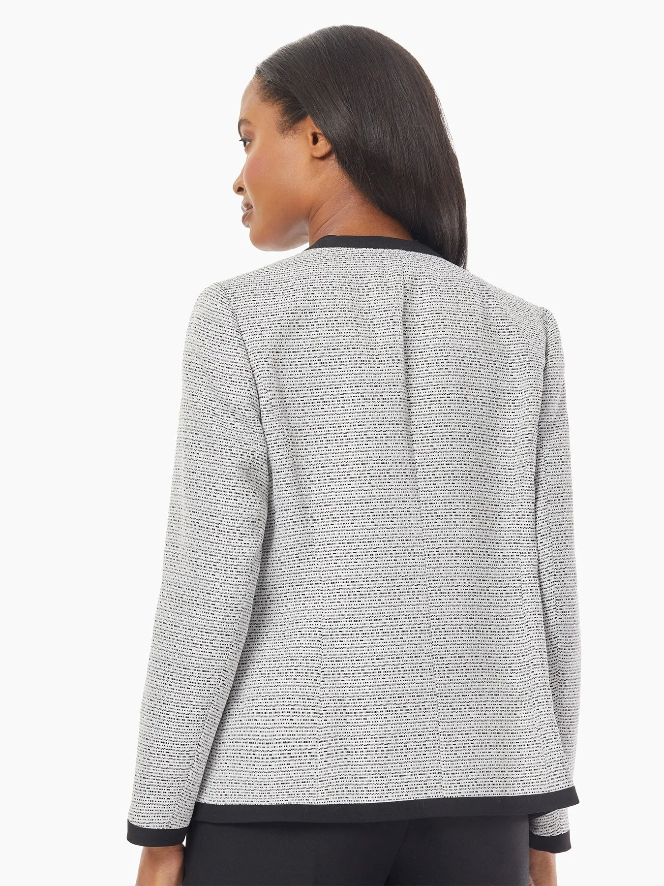 Petite Button Detail Framed Tweed Jacket