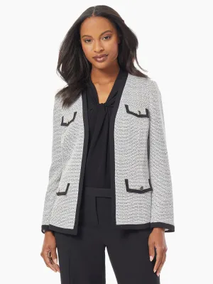Petite Button Detail Framed Tweed Jacket