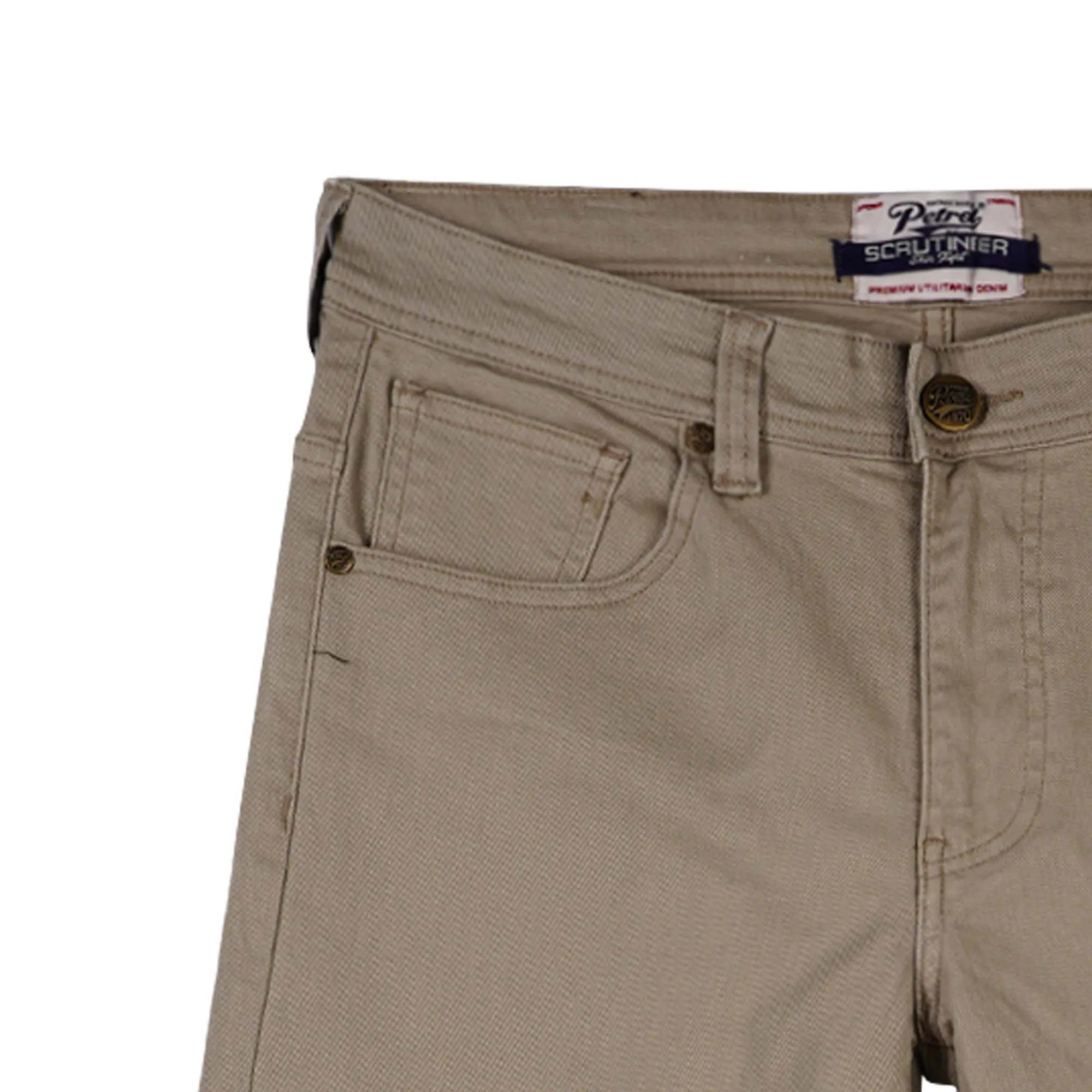Petrol Men's Basic Denim Pants Skin Tight Mid-Rise Fitting Rinse Wash Fabric 163624 (Light Khaki)