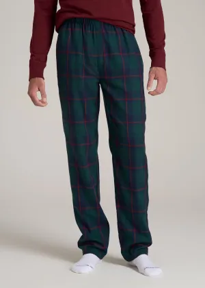 Plaid Pajama Pants for Tall Men in Green and Red Tartan
