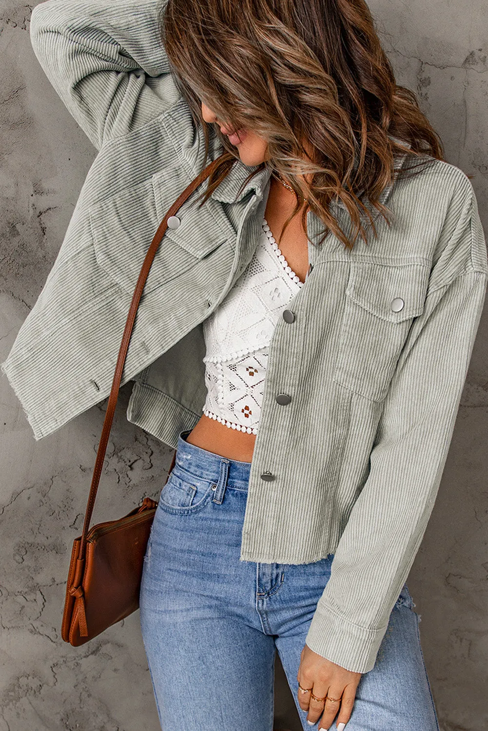 Raw Hem Flap Cropped Jacket