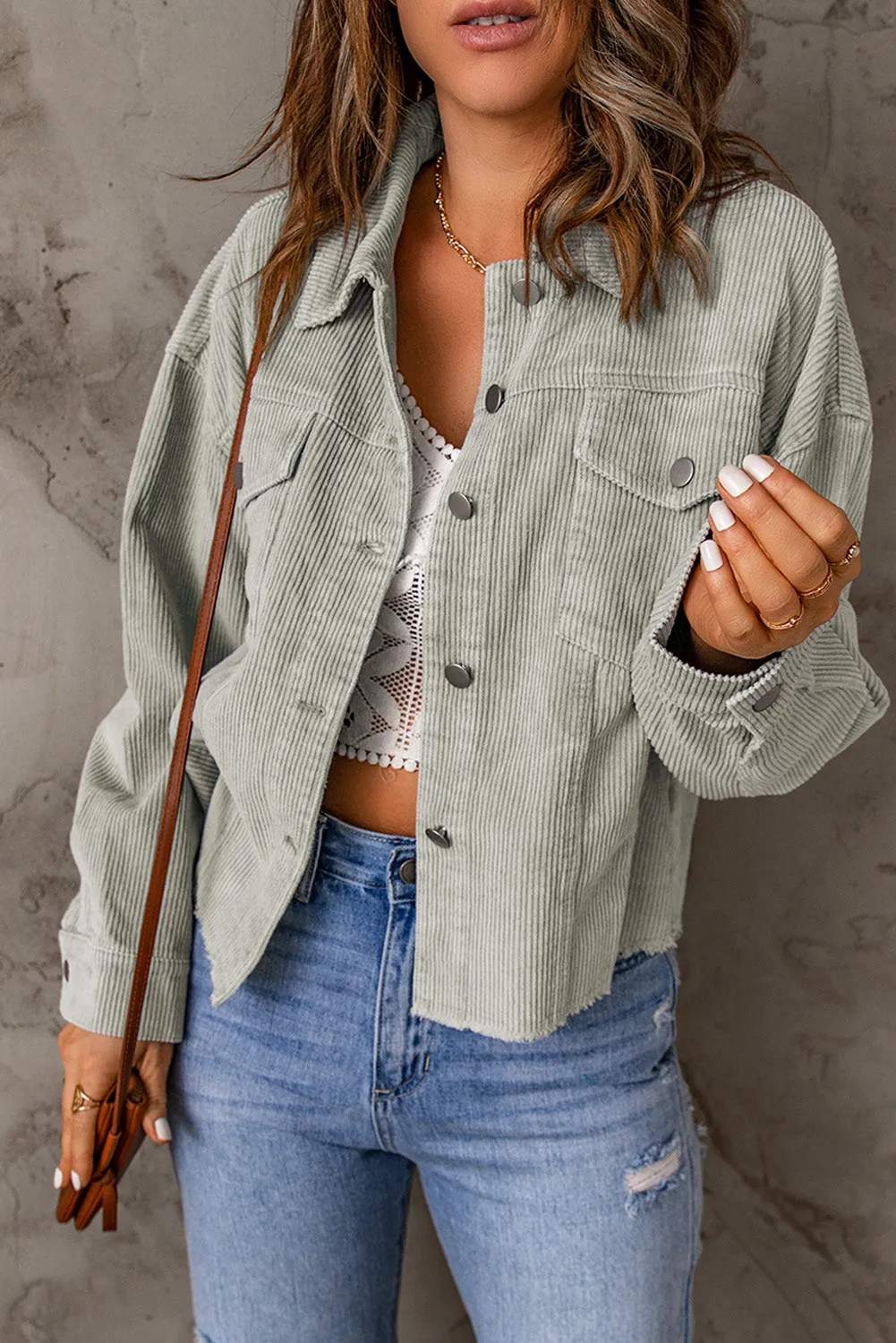 Raw Hem Flap Cropped Jacket