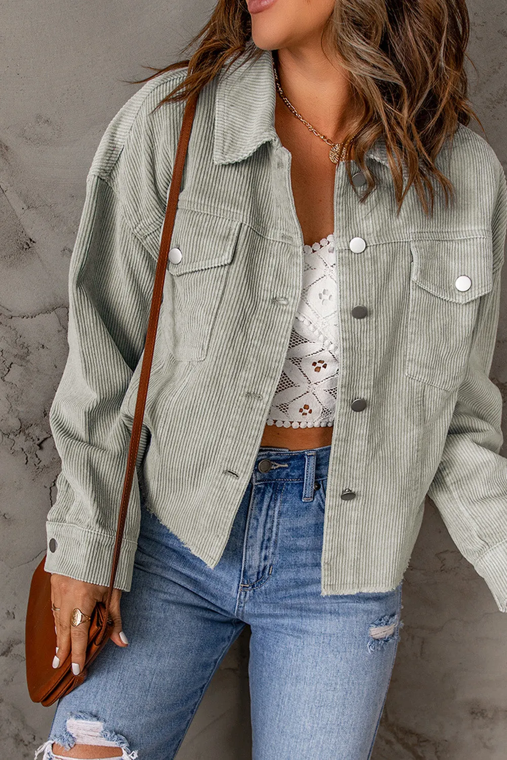 Raw Hem Flap Cropped Jacket
