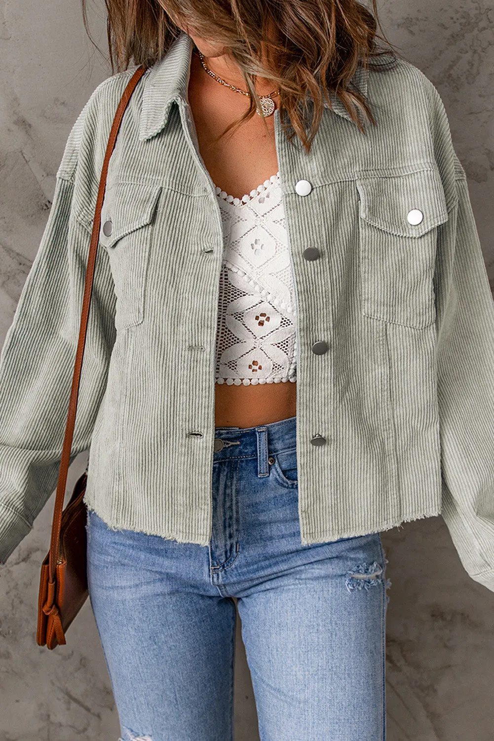 Raw Hem Flap Cropped Jacket