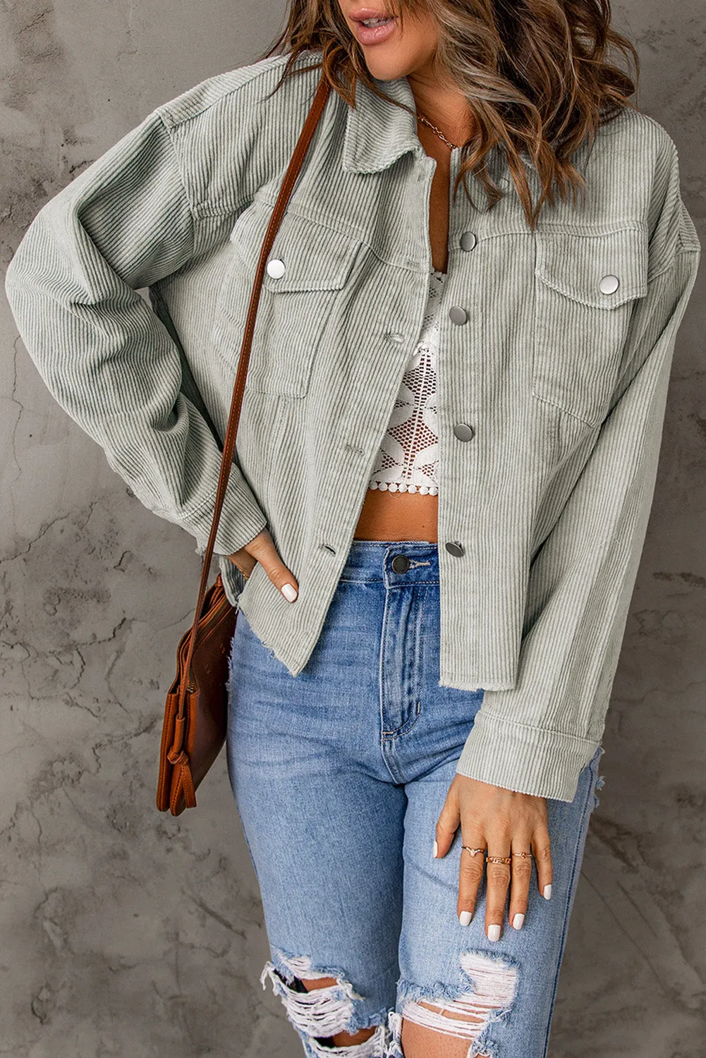 Raw Hem Flap Cropped Jacket