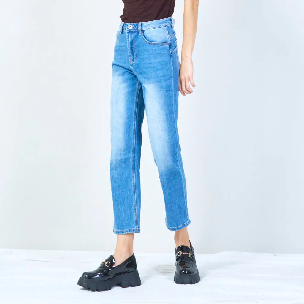 Relaxed straight-leg denim jeans wholesale