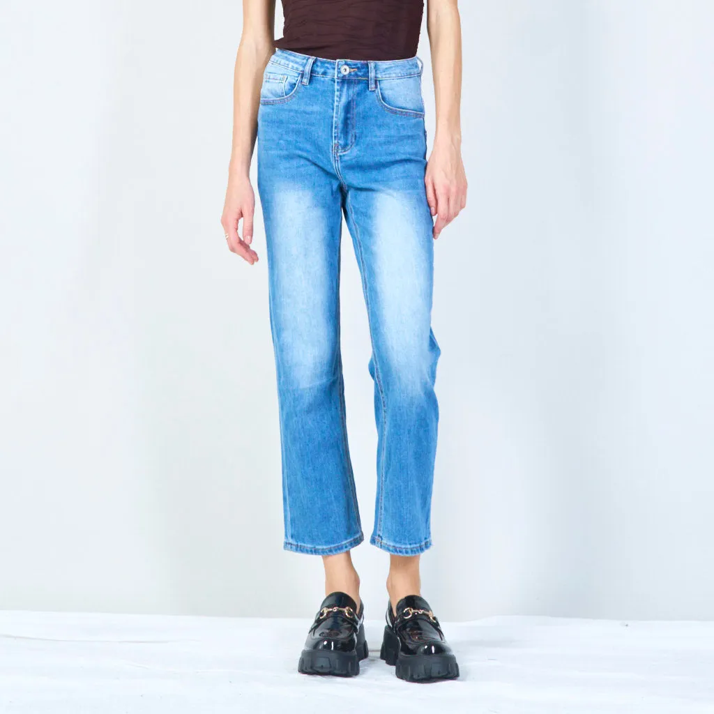 Relaxed straight-leg denim jeans wholesale