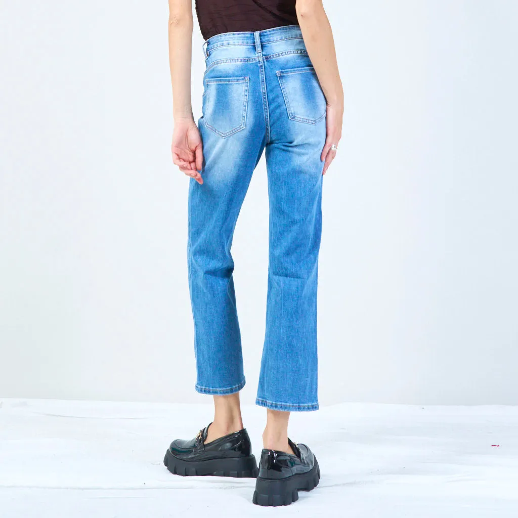 Relaxed straight-leg denim jeans wholesale