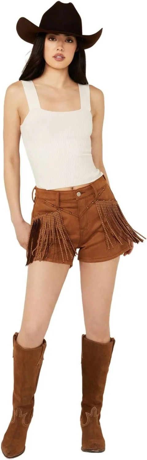 Rock & Roll Denim Women's Suede Fringe Shorts