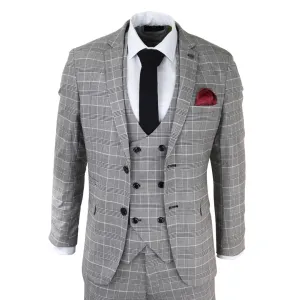 Ross - Men's Marc Darcy Grey Prince Of Wales Check Suit Ross Office Wedding Classic