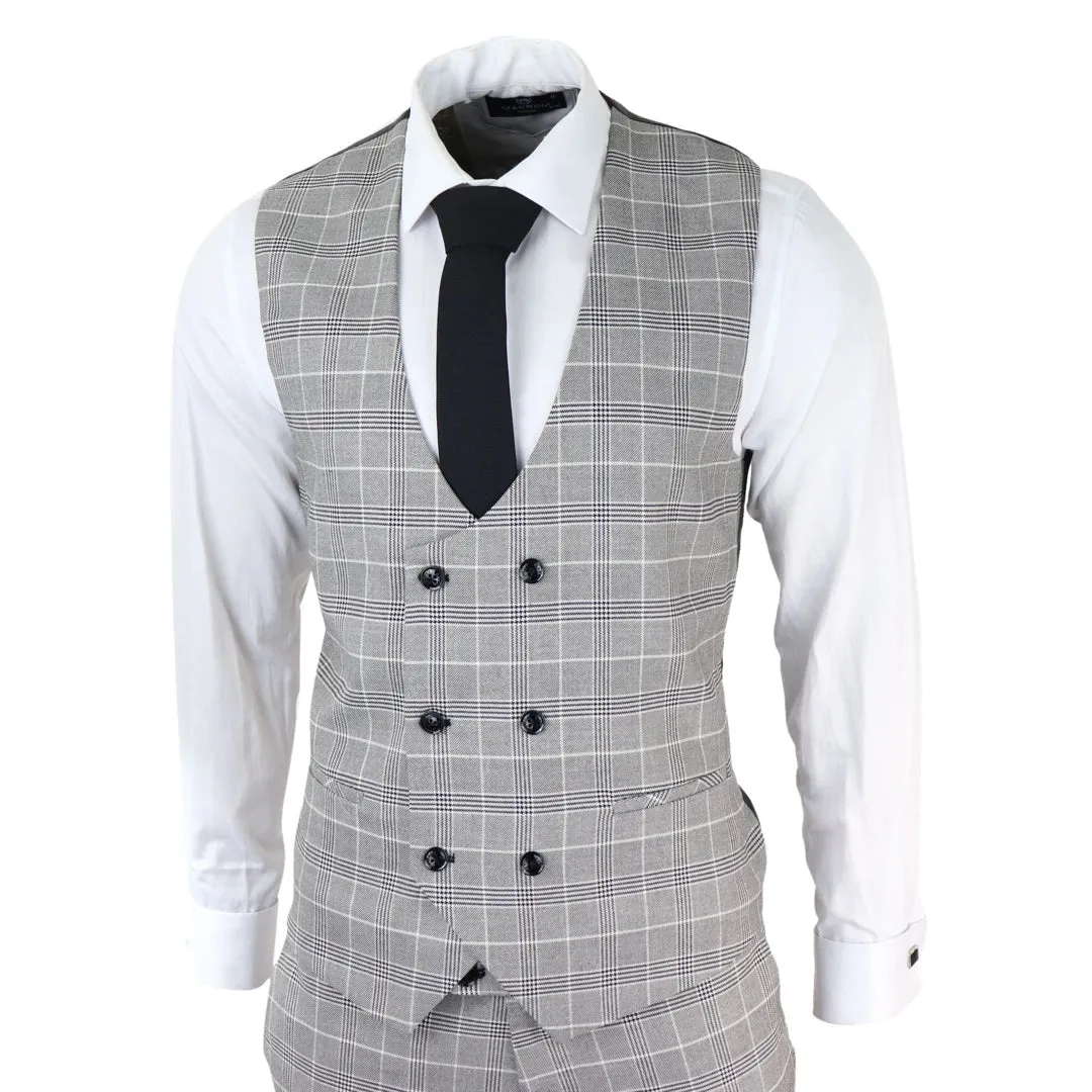 Ross - Men's Marc Darcy Grey Prince Of Wales Check Suit Ross Office Wedding Classic