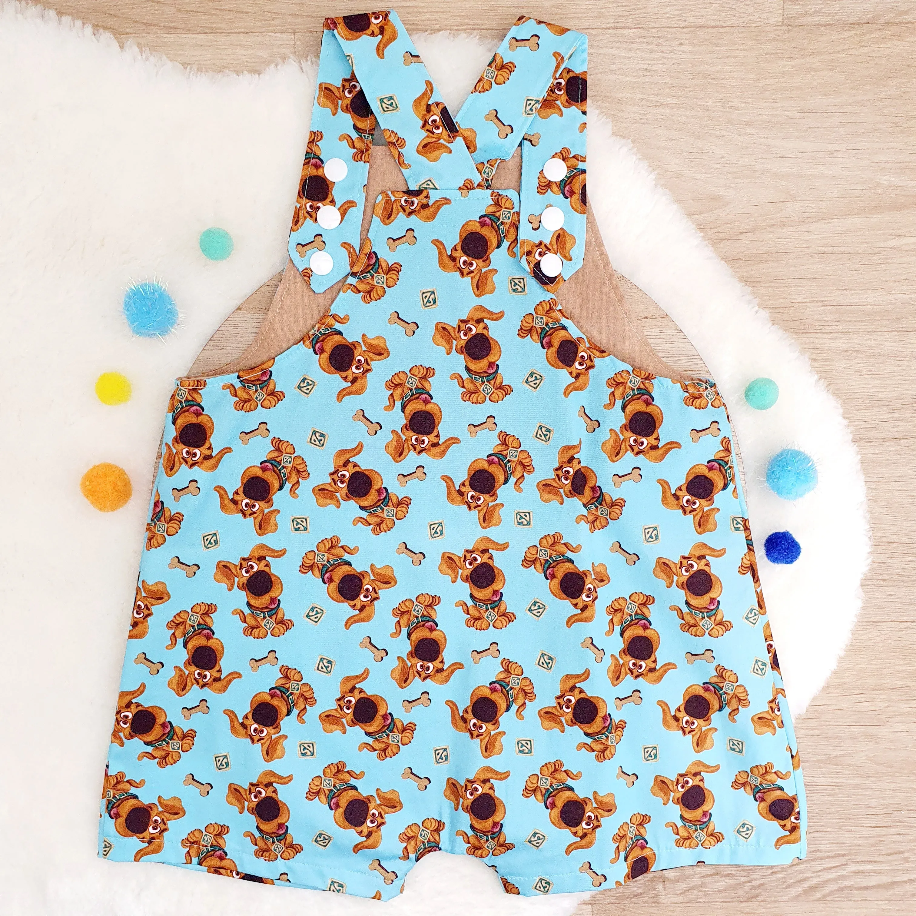 SCOOBS print Overalls, Baby / Toddler Overalls, Short Leg Romper, Size 2