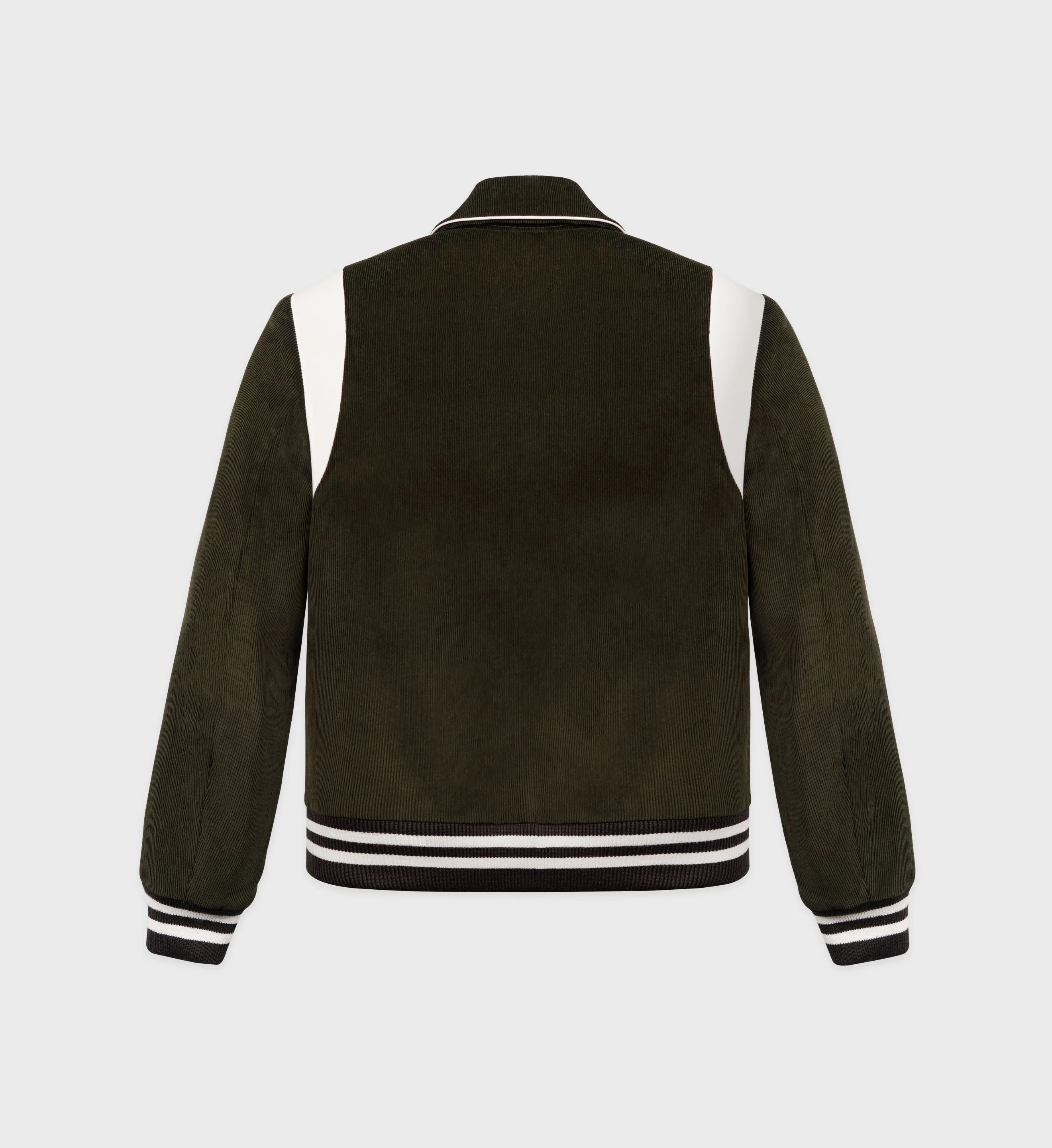 SR Sport Corduroy Varsity Jacket - Dark Green/White