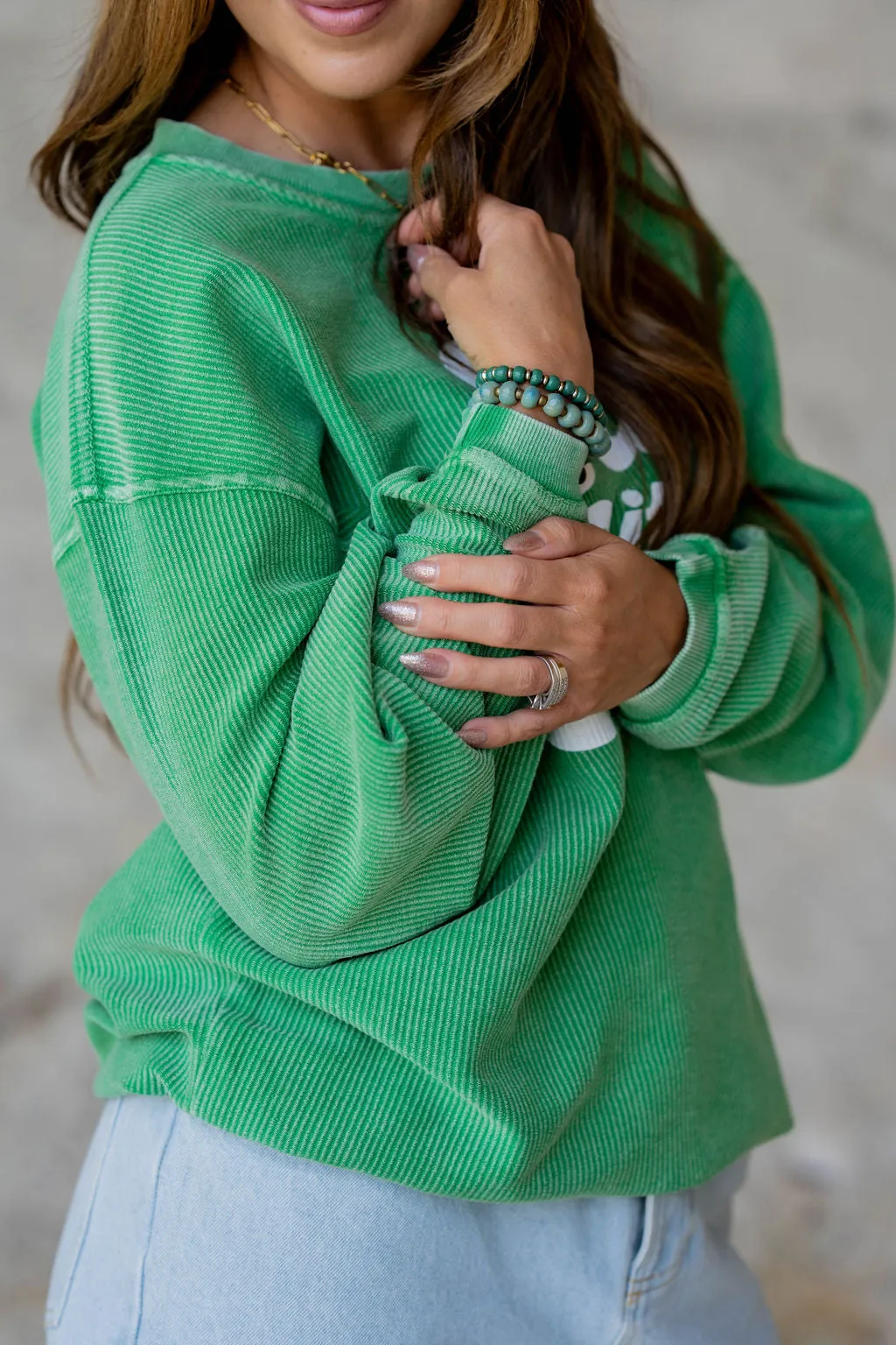 Take It Easy Ribbed Graphic Crewneck