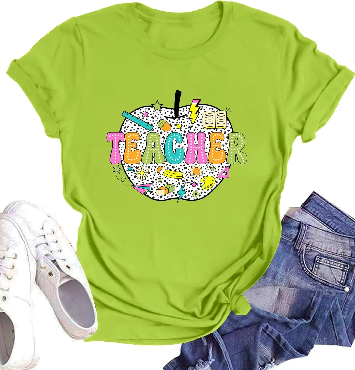 Teacher Shirt for Women Grade Teacher Appreciation Tshirt Caual Loose Teaching Tee Top