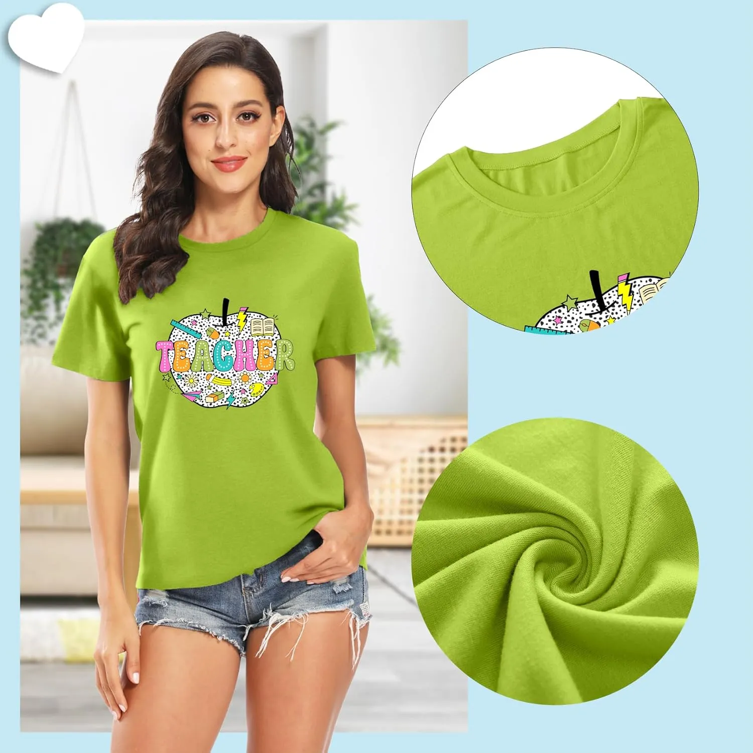 Teacher Shirt for Women Grade Teacher Appreciation Tshirt Caual Loose Teaching Tee Top