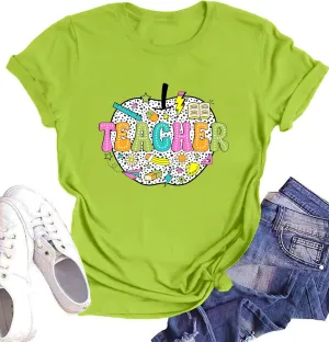 Teacher Shirt for Women Grade Teacher Appreciation Tshirt Caual Loose Teaching Tee Top