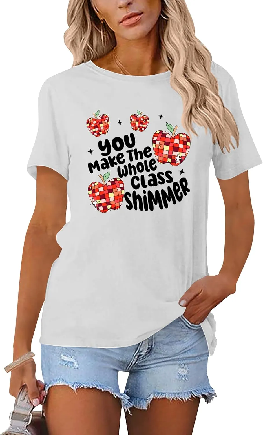 Teacher Shirt for Women Grade Teacher Appreciation Tshirt Caual Loose Teaching Tee Top