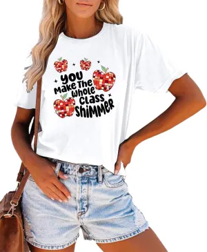 Teacher Shirt for Women Grade Teacher Appreciation Tshirt Caual Loose Teaching Tee Top