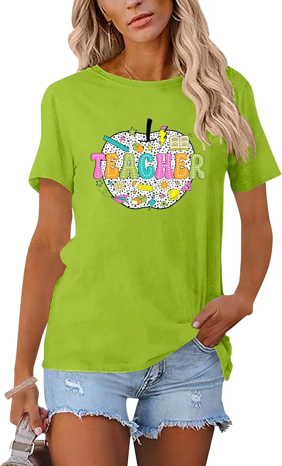 Teacher Shirt for Women Grade Teacher Appreciation Tshirt Caual Loose Teaching Tee Top