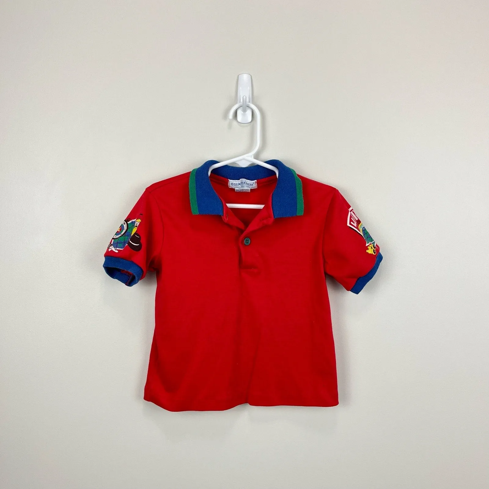 Vintage OshKosh World Explorer Red Polo Shirt 5T USA